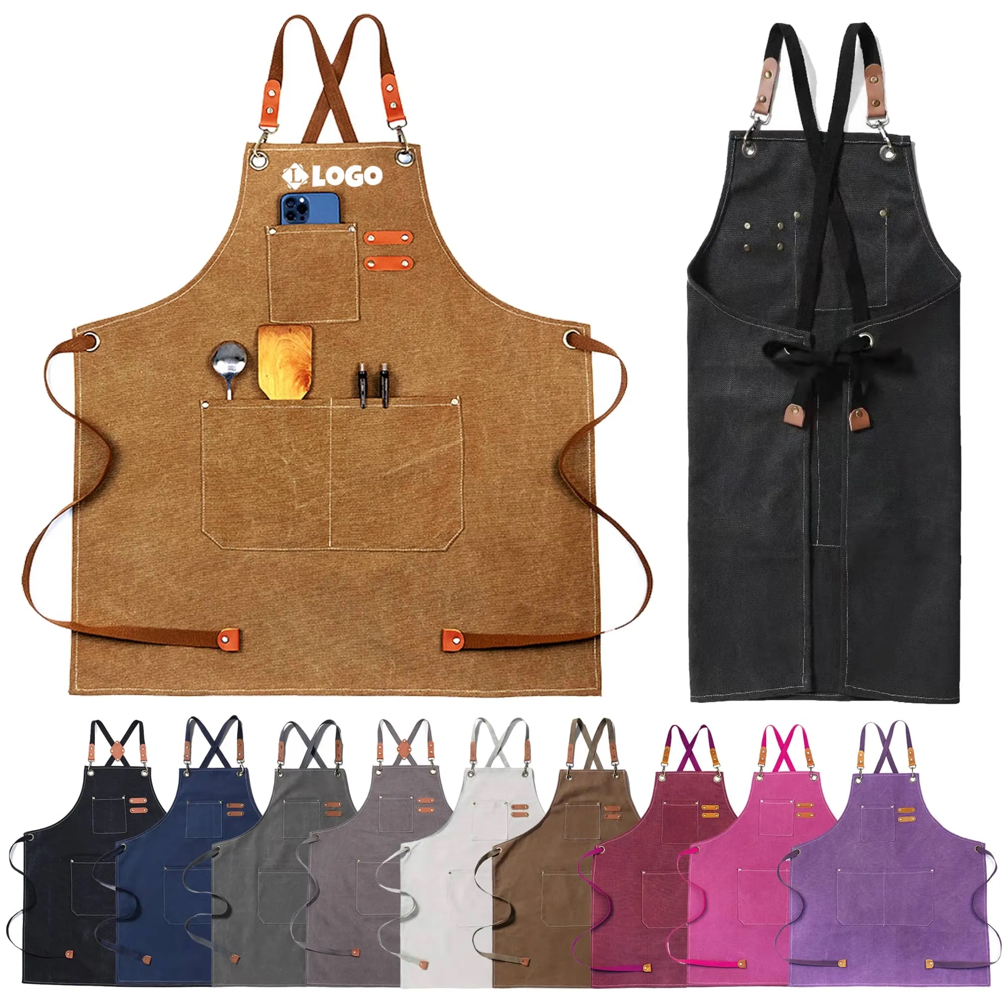 Custom Practical Kitchen Apron With Pockets