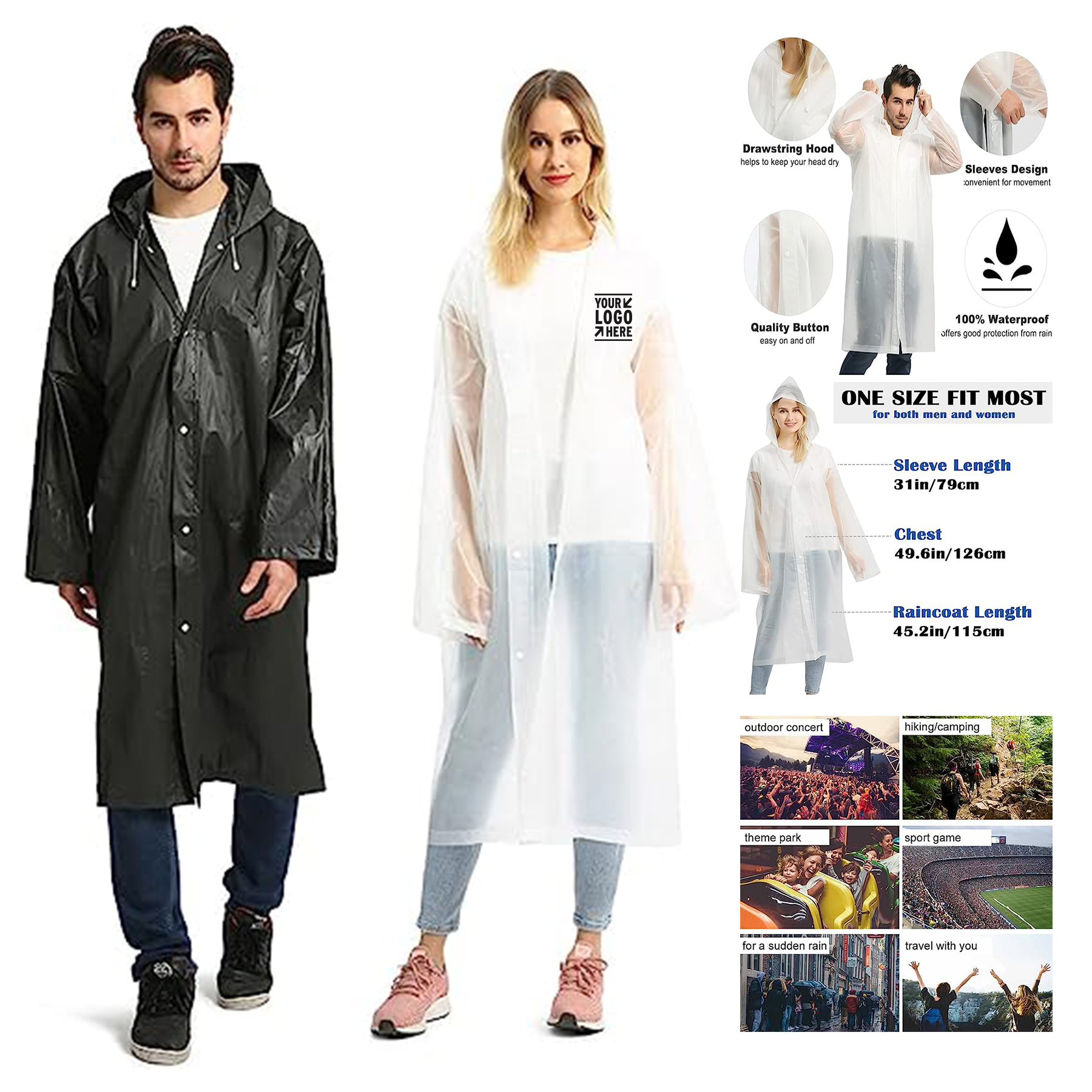 EVA Rain Ponchos Lightweight Rain Coat