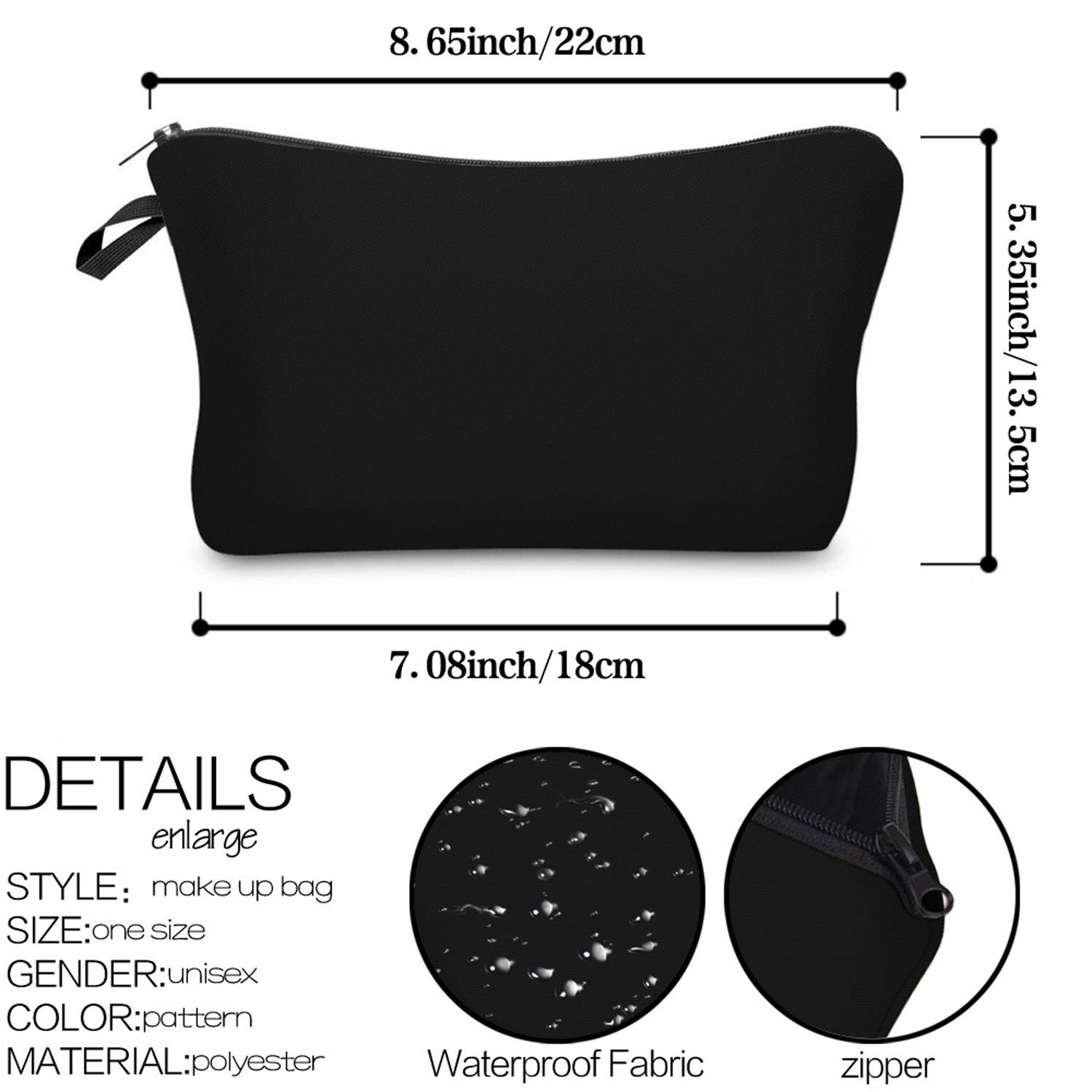 Waterproof Polyester Zipper Cosmetic Bag 6