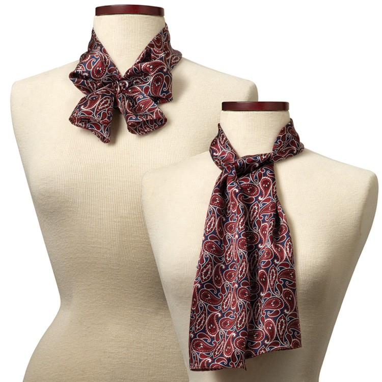 Navy and Maroon Silk Paisley Scarf - 8"x45" 1