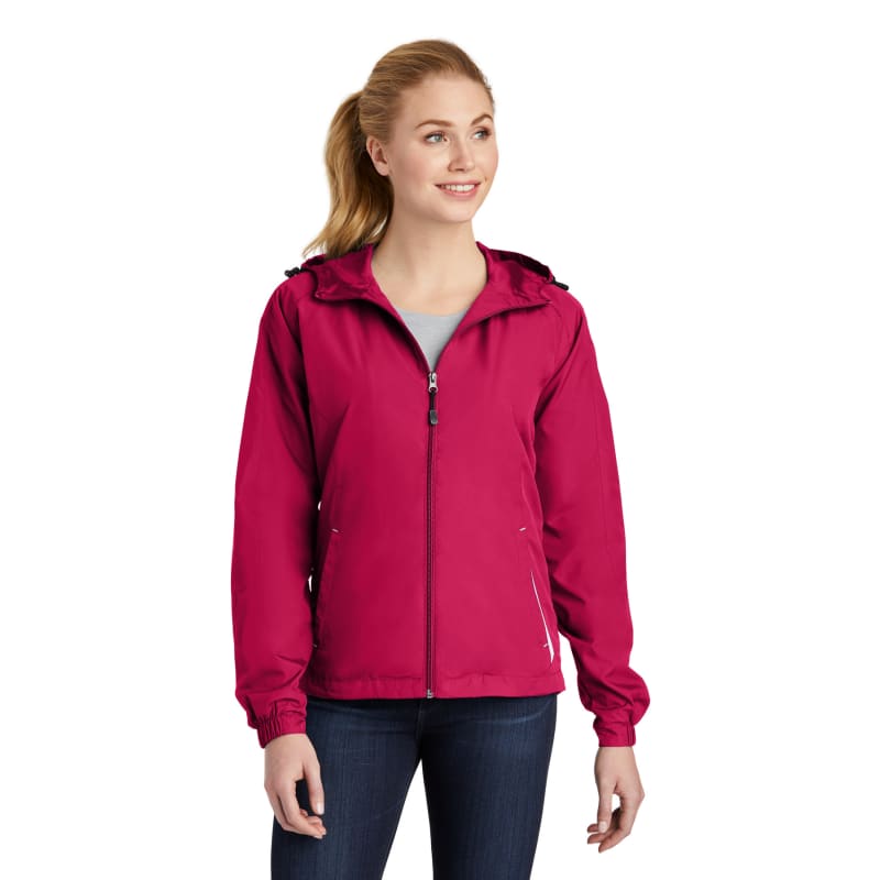 Sport-Tek Women's Colorblock Hooded Raglan Jacket. 8