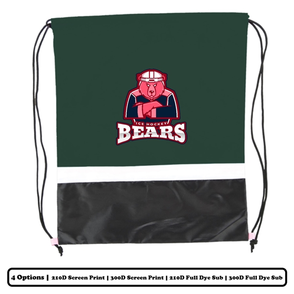 Horizontal Multi-Panel Polyester Drawstring Bag w/ Custom 3