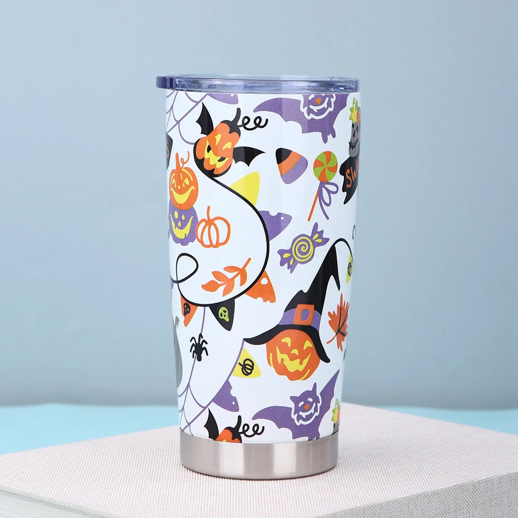 20 Oz. Double Wall Christmas/Halloween Tumbler with Lid 11