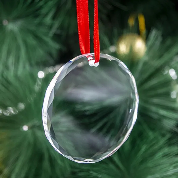 Round Facet Crystal Ornament - 3.15" 2