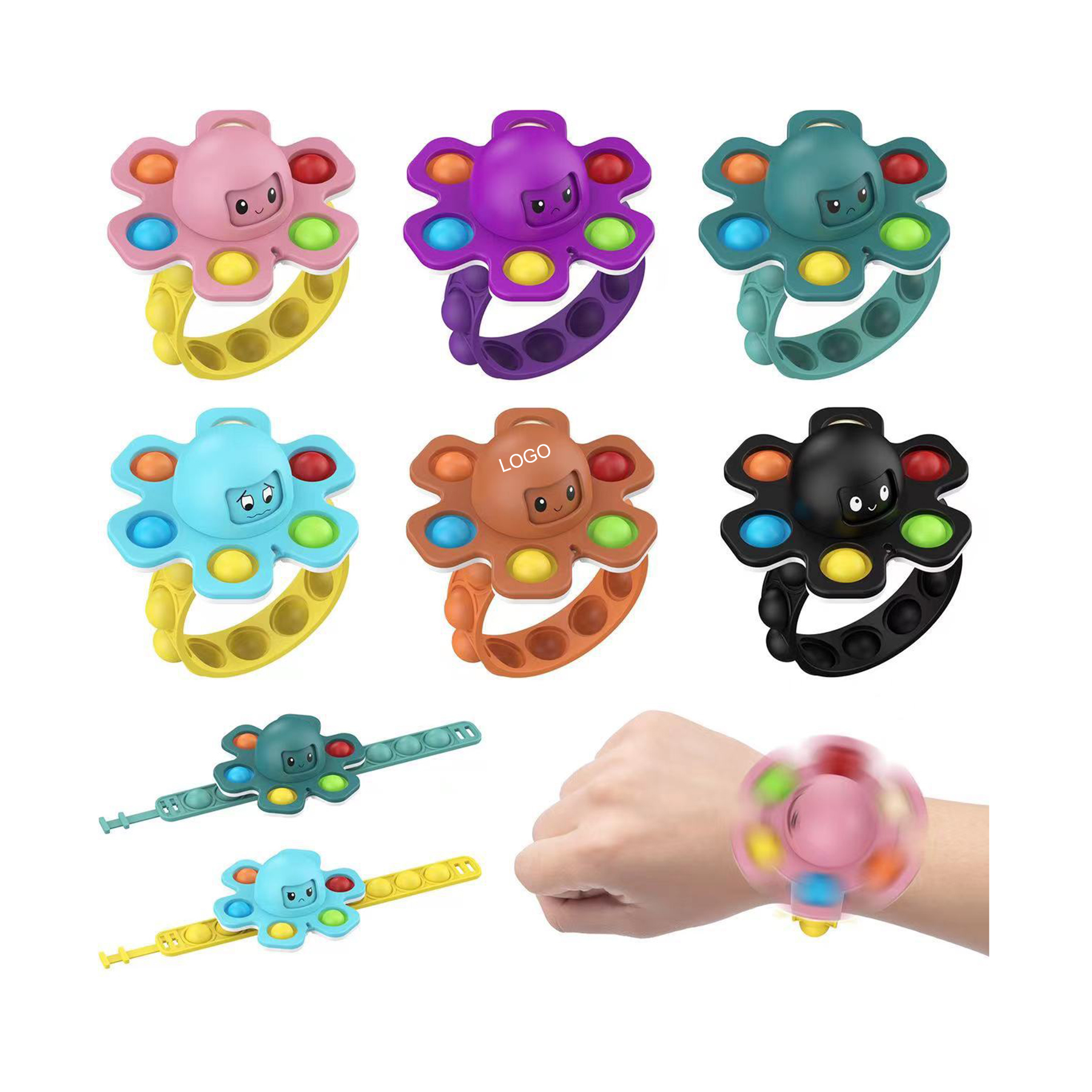 Octopus Spinning Pops Popping Fidget Wristband 2