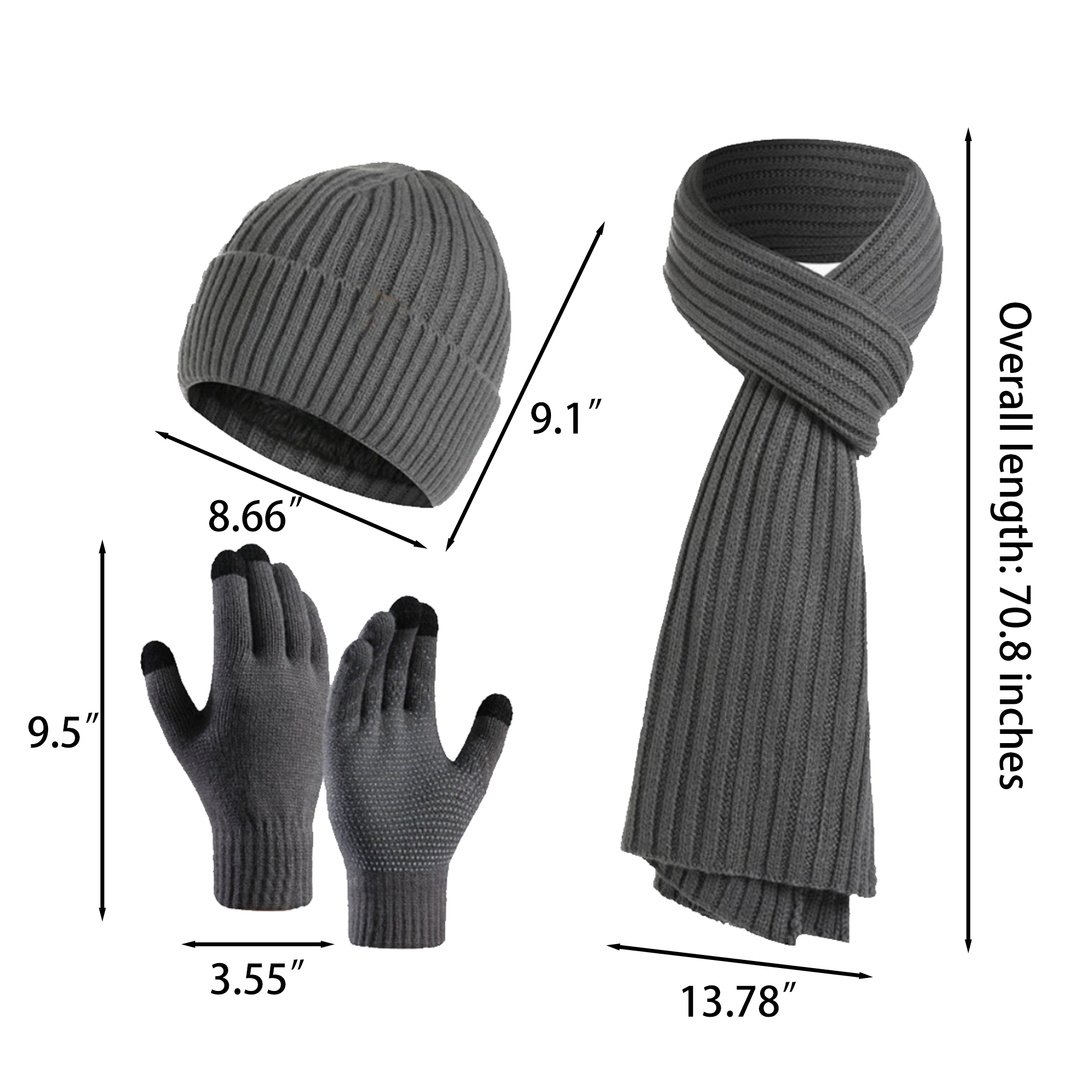 3-in-1 Gift Set: Hat, Scarf, and Touchscreen Gloves 1