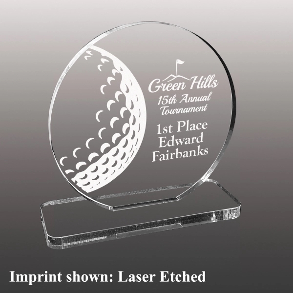 Golf Ball Themed Acrylic Award - Laser Etched