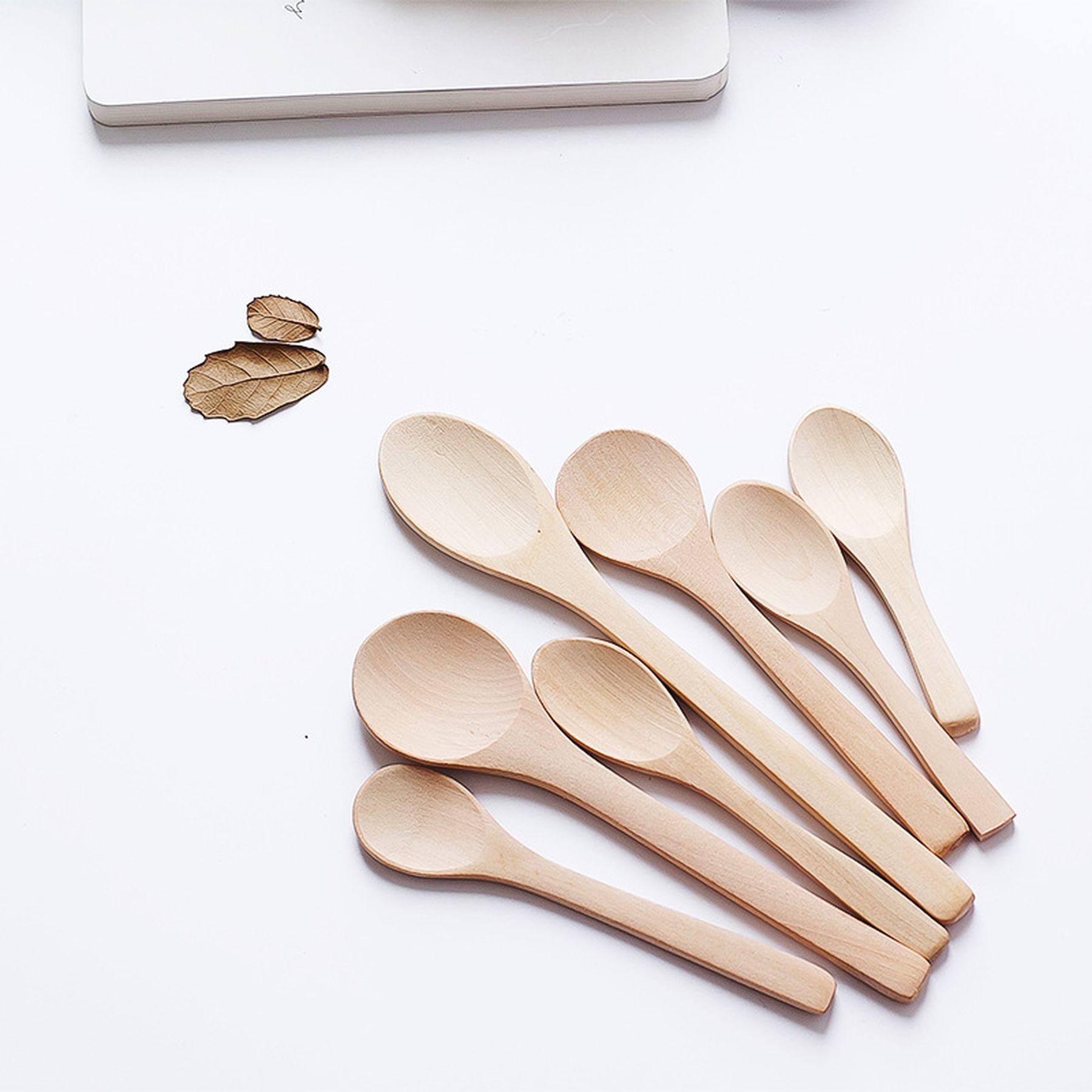 Mini Bamboo Honey Spoons Cooking Condiments Nature Spoons 6