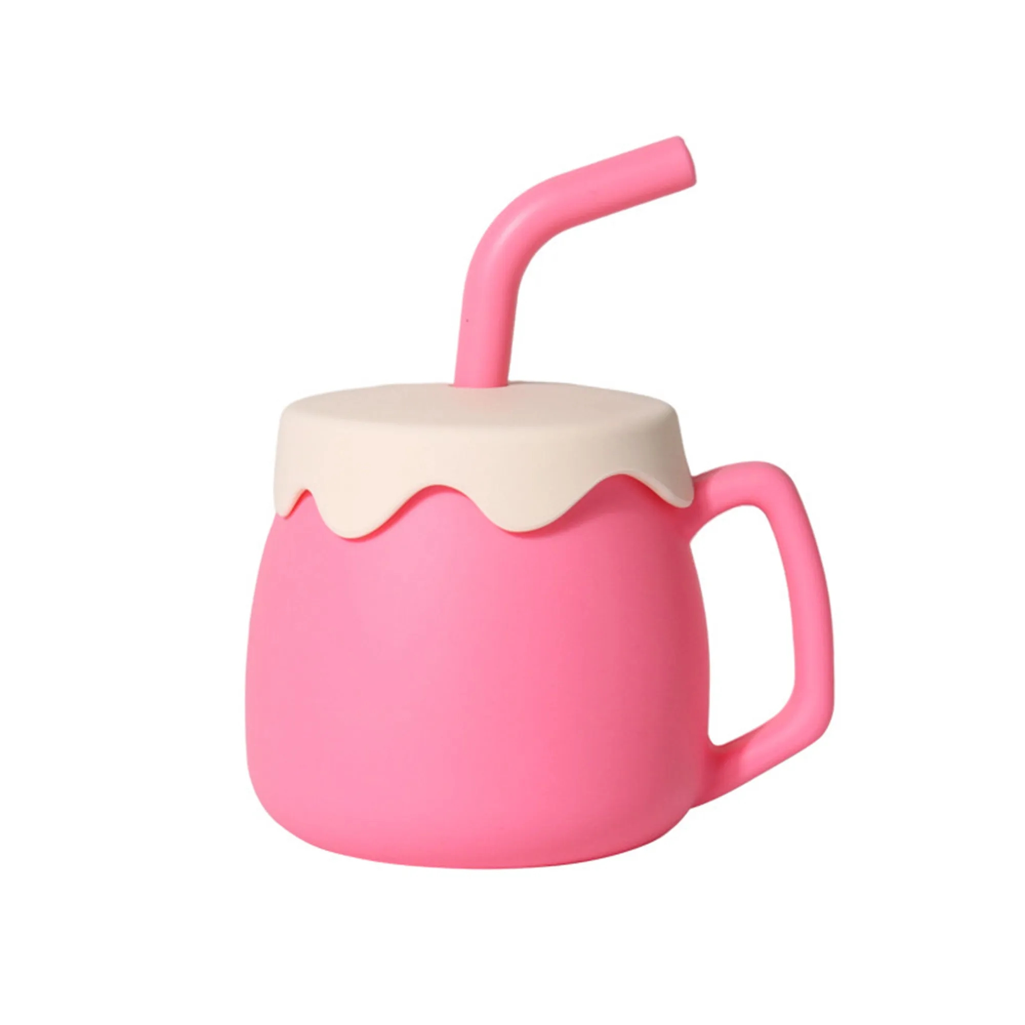 Food Grade Baby Silicone Straw Cup MOQ 20pcs 5