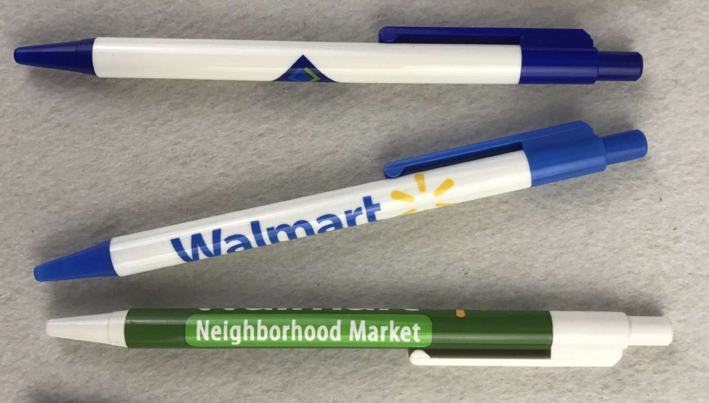 Custom Plastic Pens with Logos Imprinted and Wrapped Around the Barrel 1