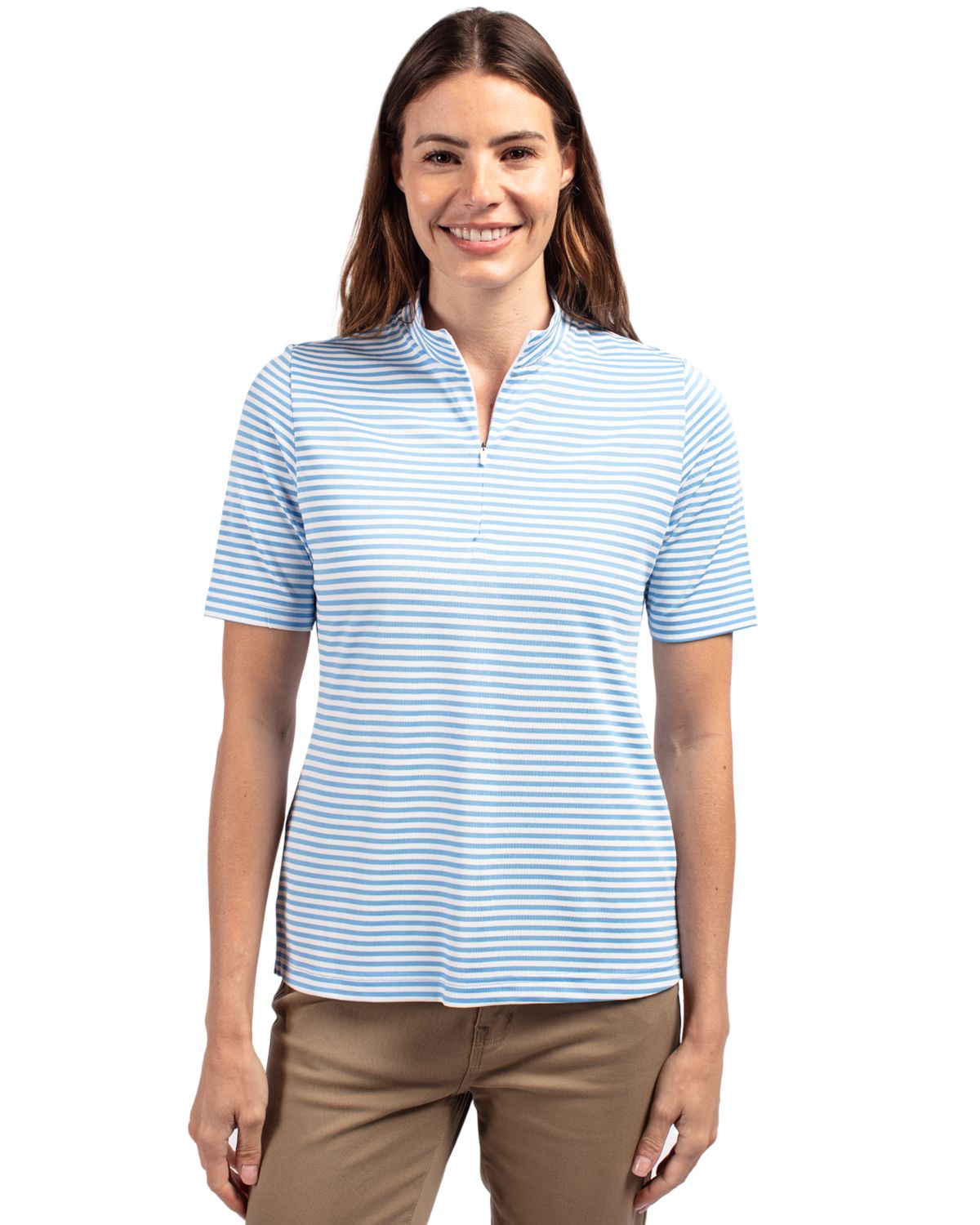 Virtue Eco Pique Stripe Recycled Womens Top