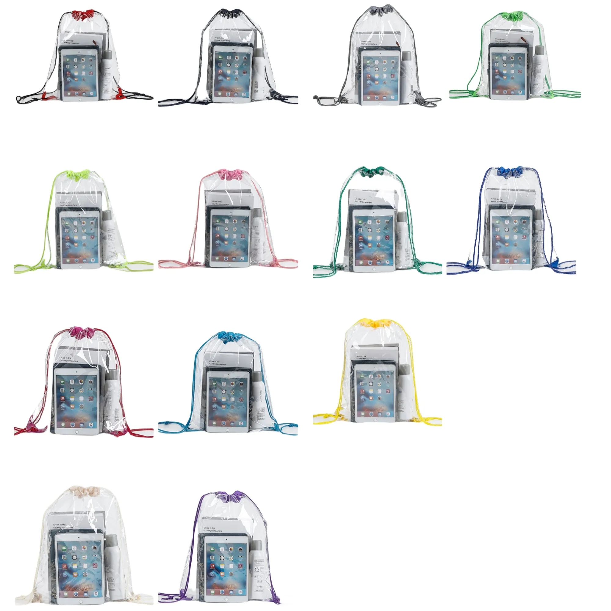 Clear Colorful Drawstring Bags 2