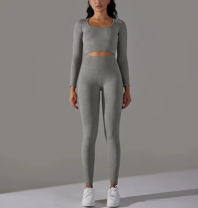 Fitness Yoga Long Sleeve High Waist Suit 9