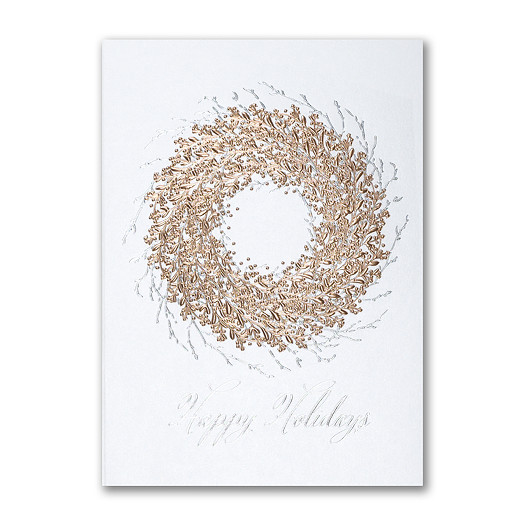Rose Gold Wreath Holiday Card 1