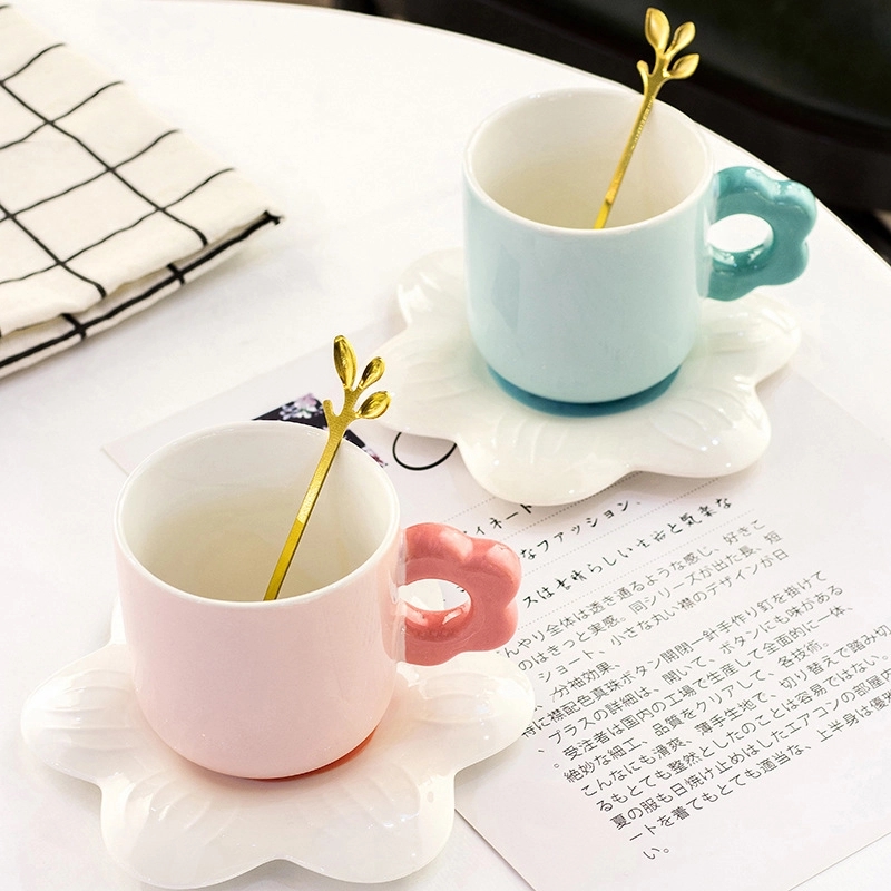 Custom 8 oz Ceramic Coffee Mug Saucer Set 2