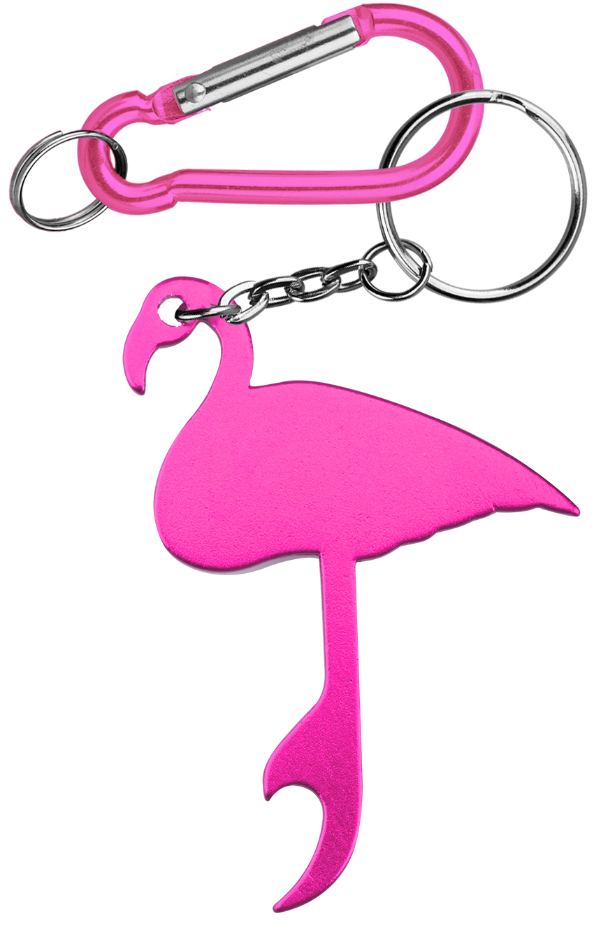 Flamingo Shaped Aluminum Bottle Opener with Key Chain & Carabiner 3
