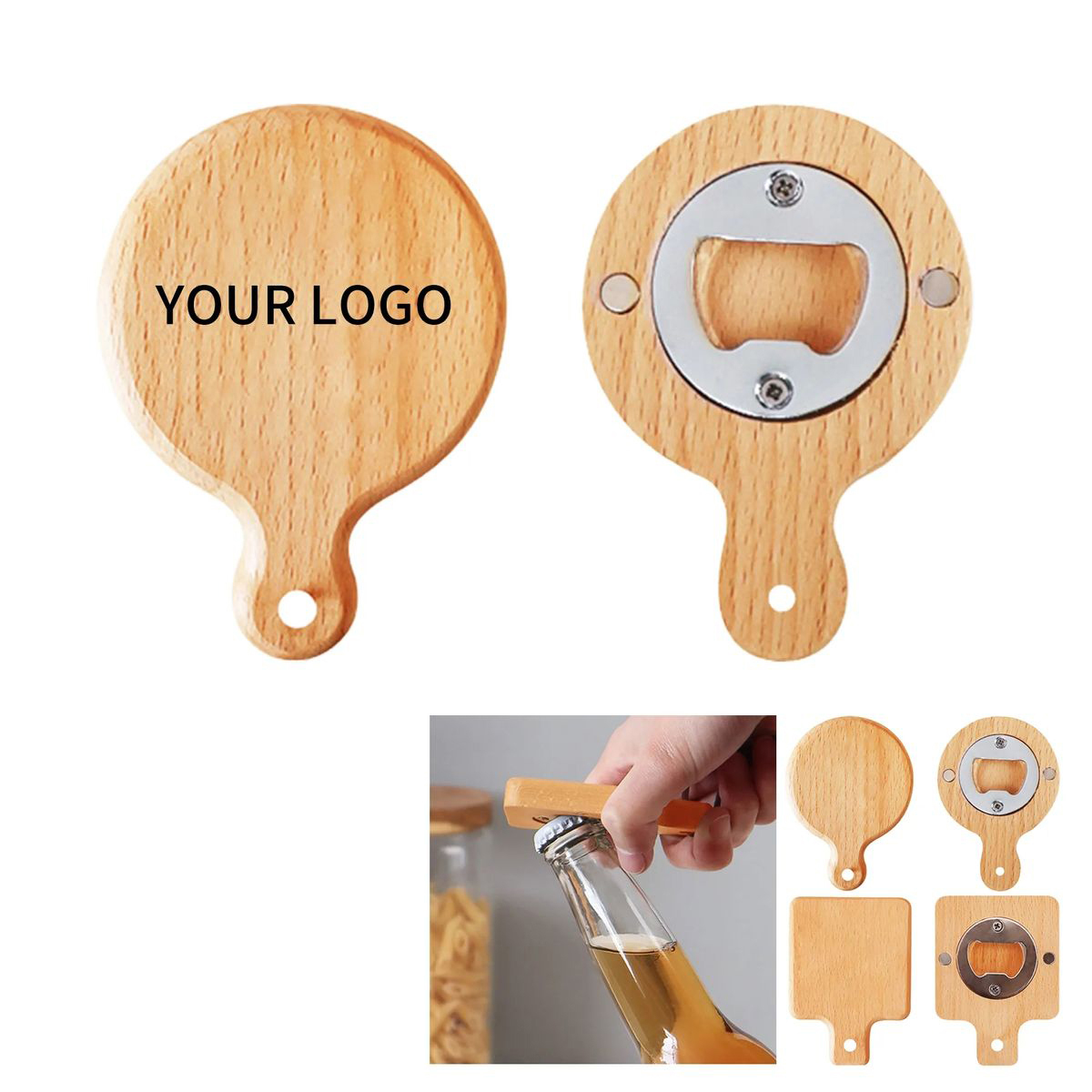 Compact Wooden Magnetic Opener with Iron Head 2