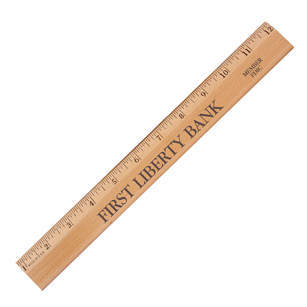 12"Exec.Office Ruler, Lacquer Finish w per thousandetal Edge, Eng.Scale 2