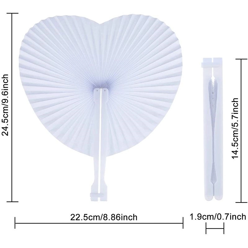 Heart Plastic Handle Paper Folding Fan 2