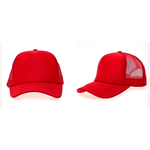 Stock 2-Tone Polyester 5 Panel Mesh Back Cap, Double Row 6