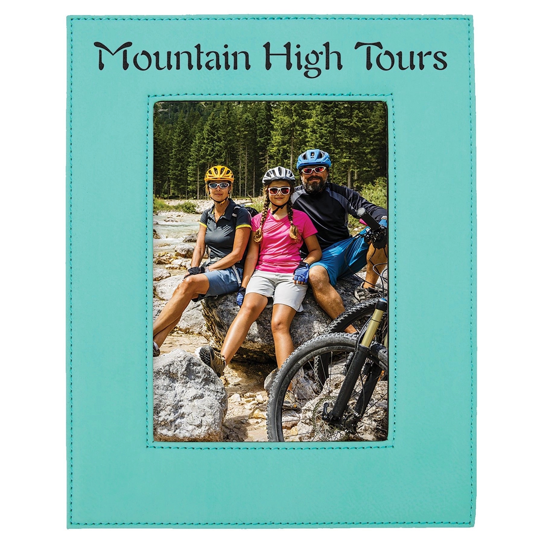 Teal Blue Laserable Leatherette Photo Frame (4" x 6") 4
