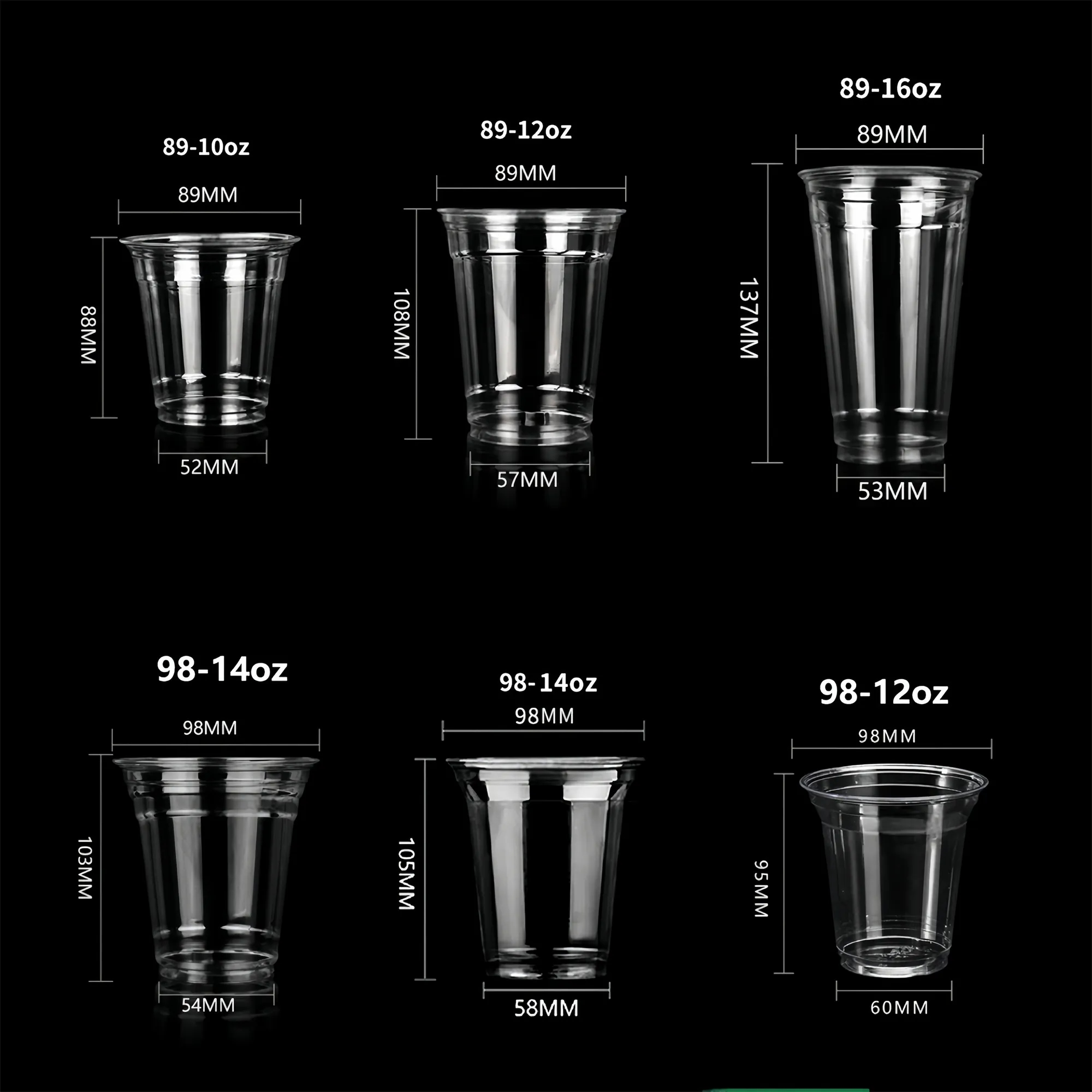 10/12/16oz Biodegradable Clear PLA cups 2