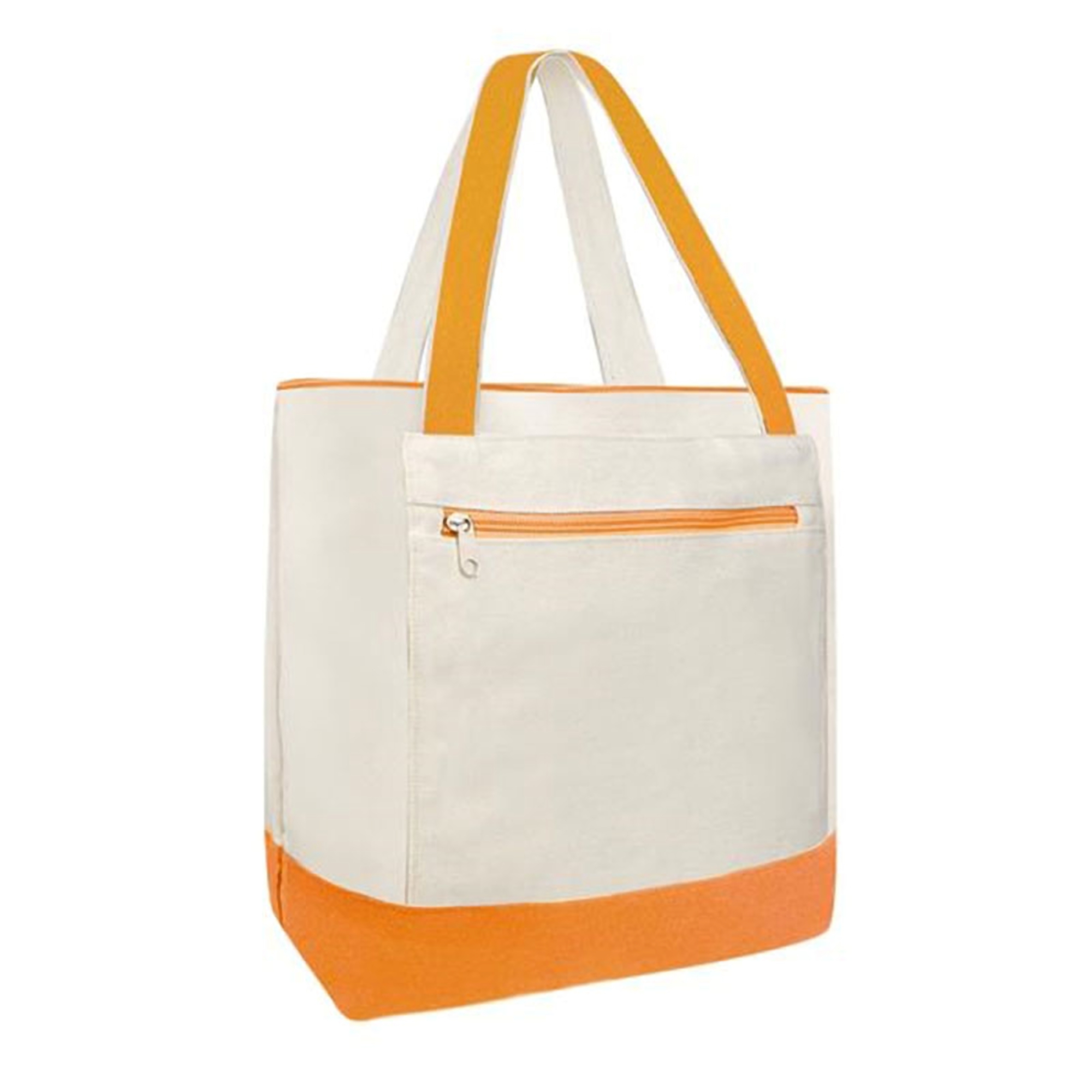 Zippered Canvas Tote Bag with Front Pocket 2