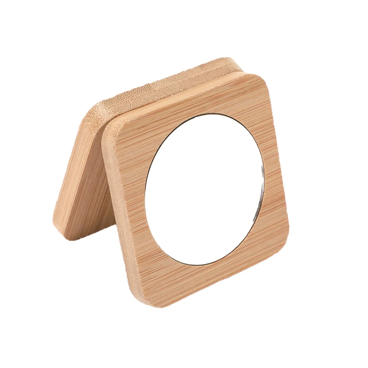 Portable Pocket Wood Square Makeup Compact Cosmetic Mirror 4