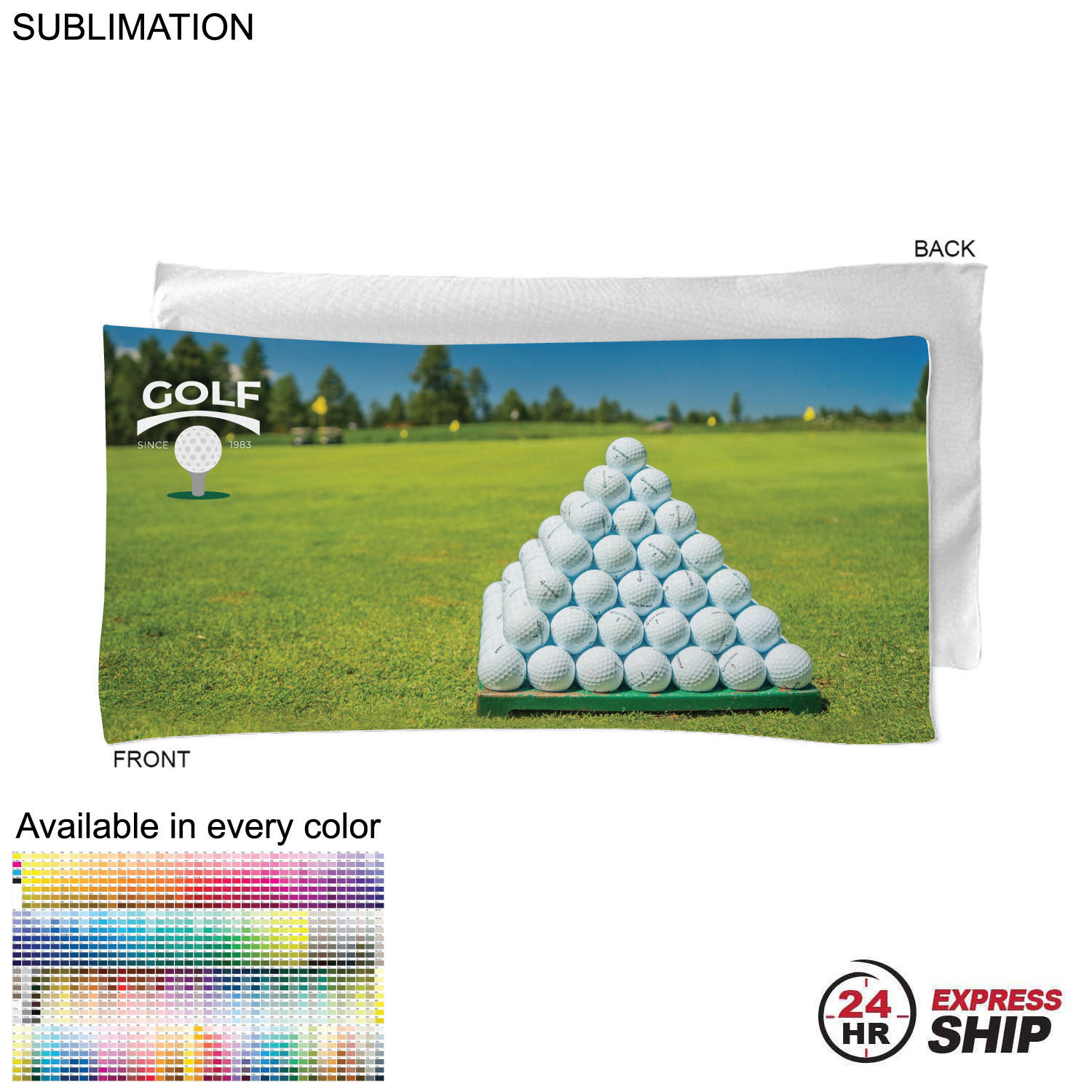 24Hr Express Ship - Golf Caddie Towel,Extra Large in Microfiber Dri-Lite Terry, 22"x44", Sublimated 6