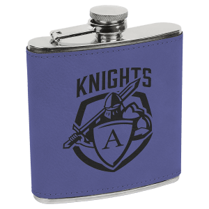 6 Oz. Laserable Leatherette Stainless Steel Flask, custom water bottle with logo imprint 4