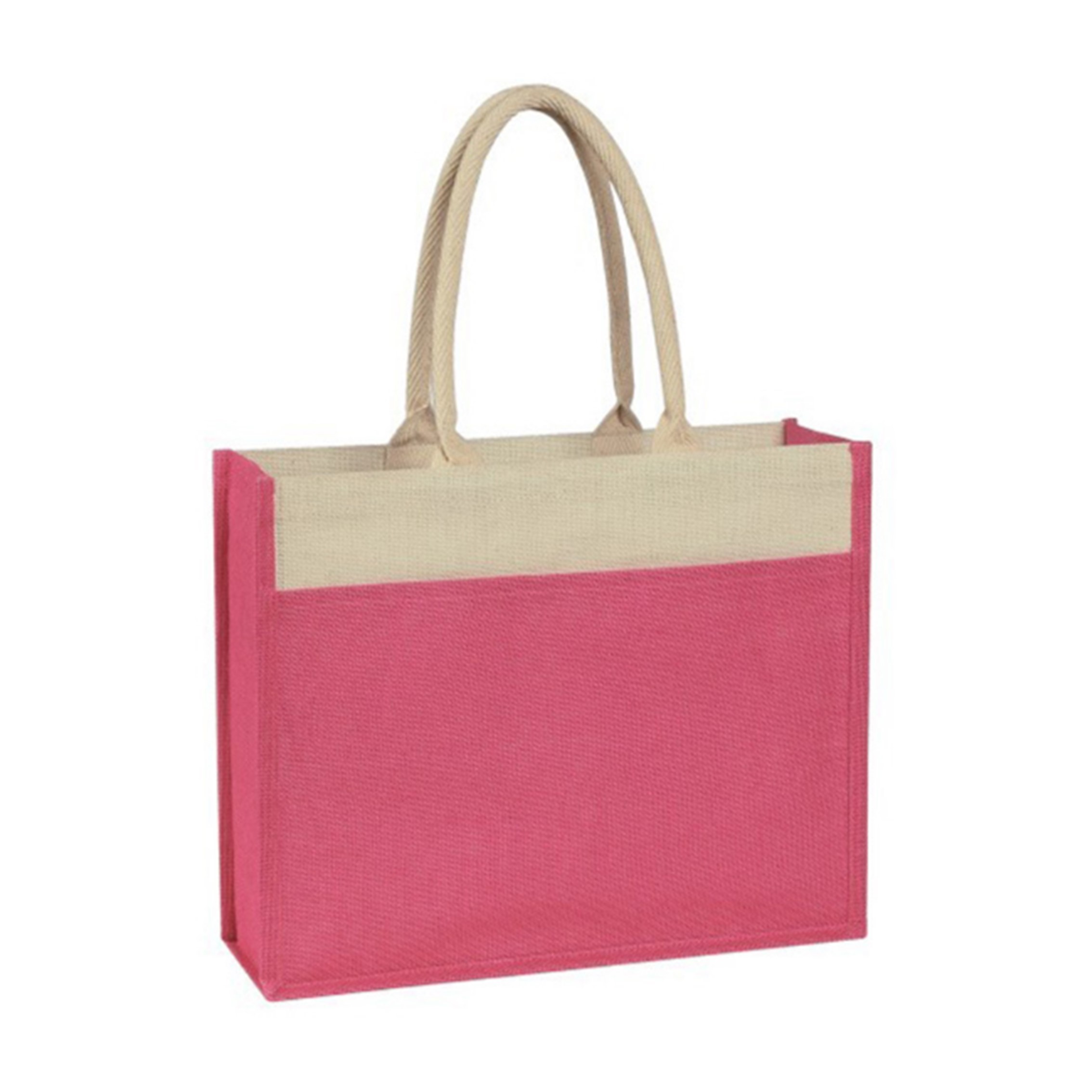 Eco Jute Logo Tote Bag w/Front Pocket, custom tote bag with logo imprint 6
