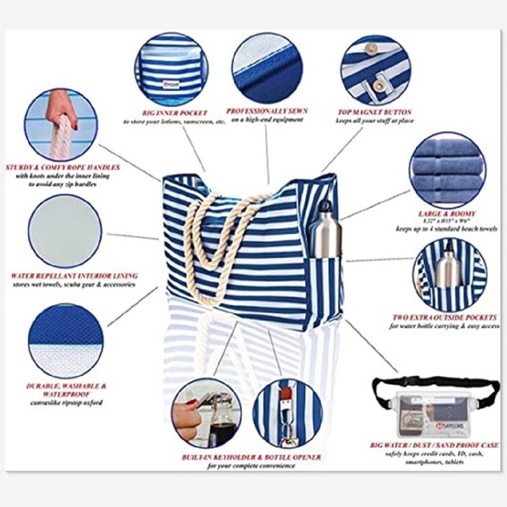 Beach Bag And Pool Bag, custom tote bag with logo imprint 3