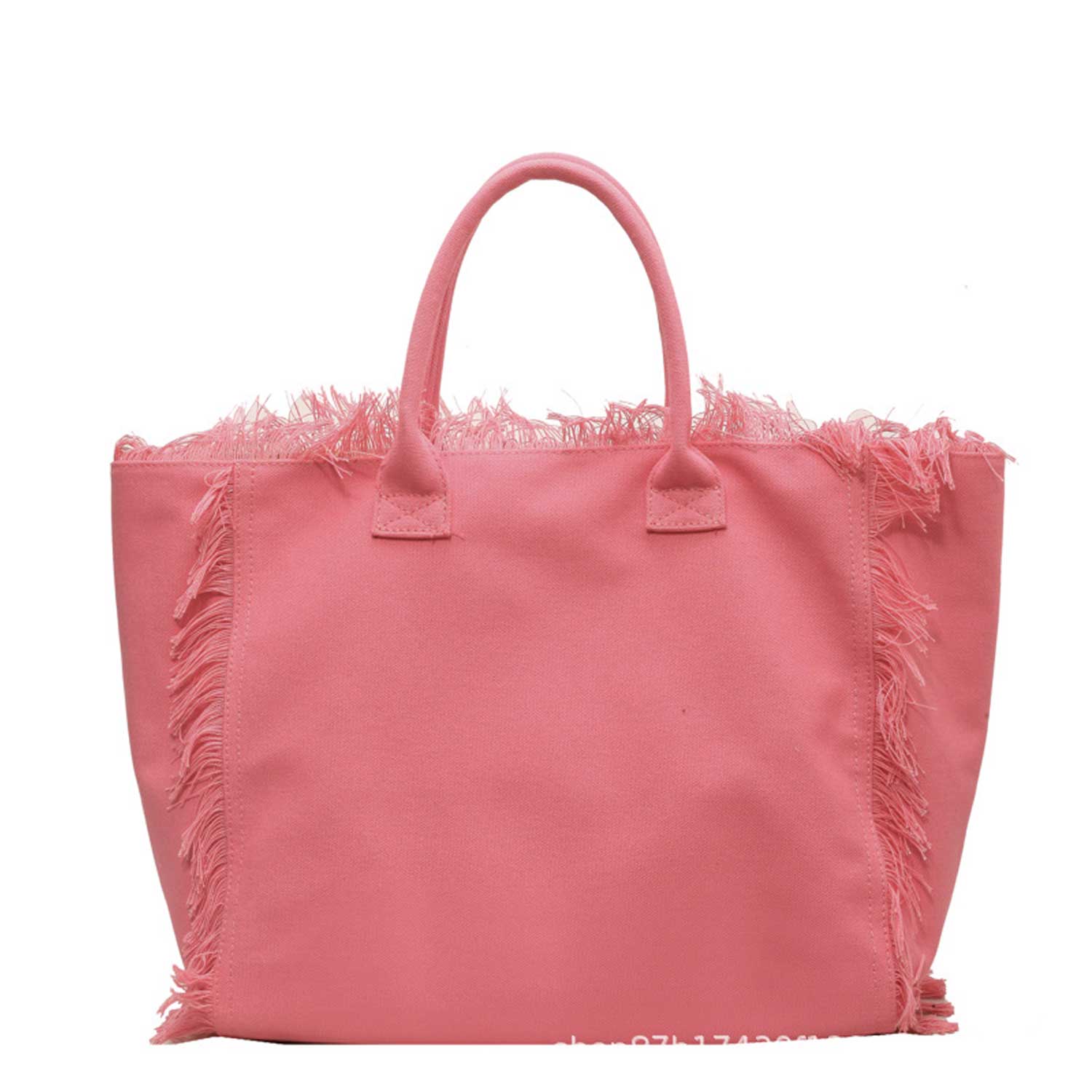 Boho Tassel Tote - Oversized Solid Canvas Shoulder Bag 2