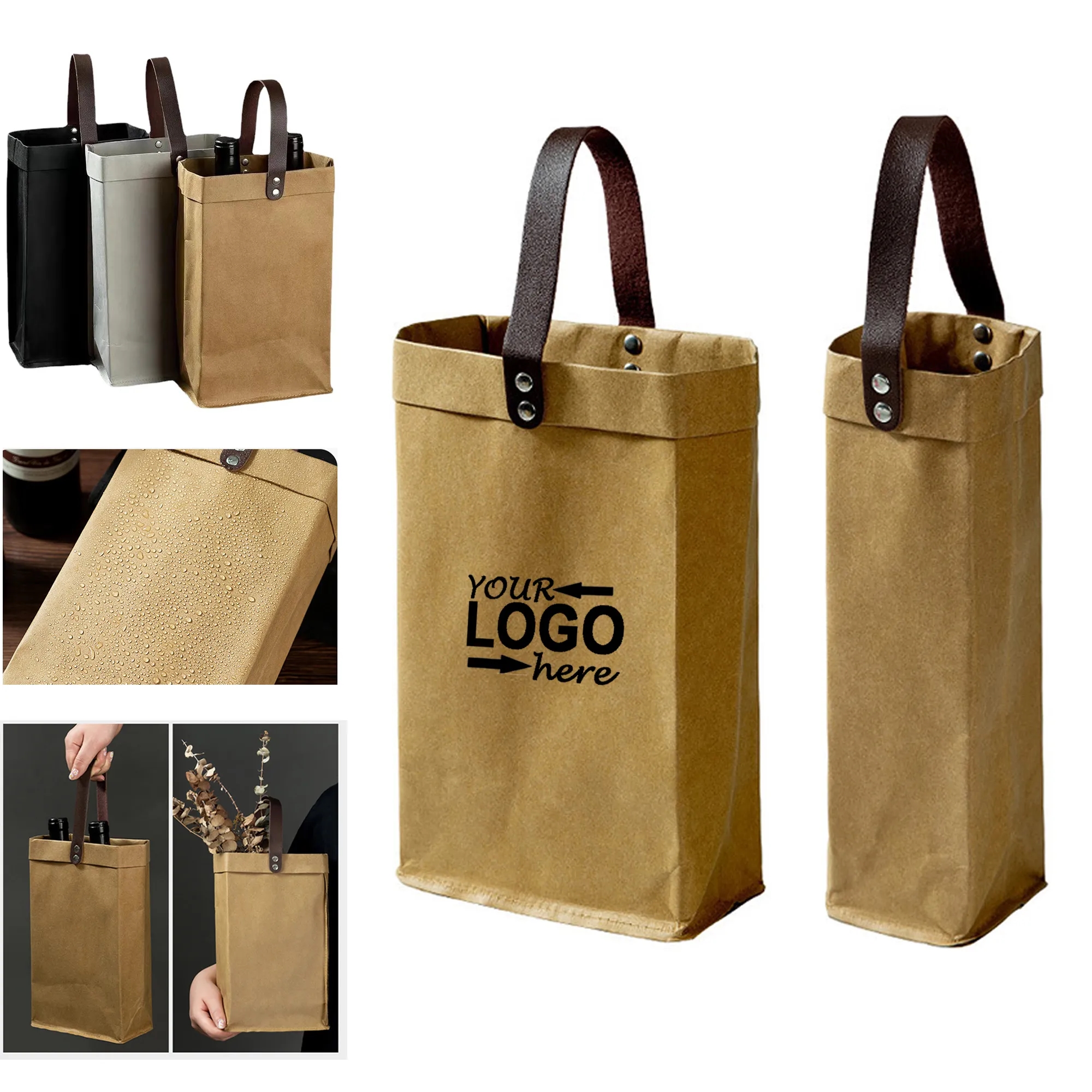Washable Kraft Reusable Wine Bag 2