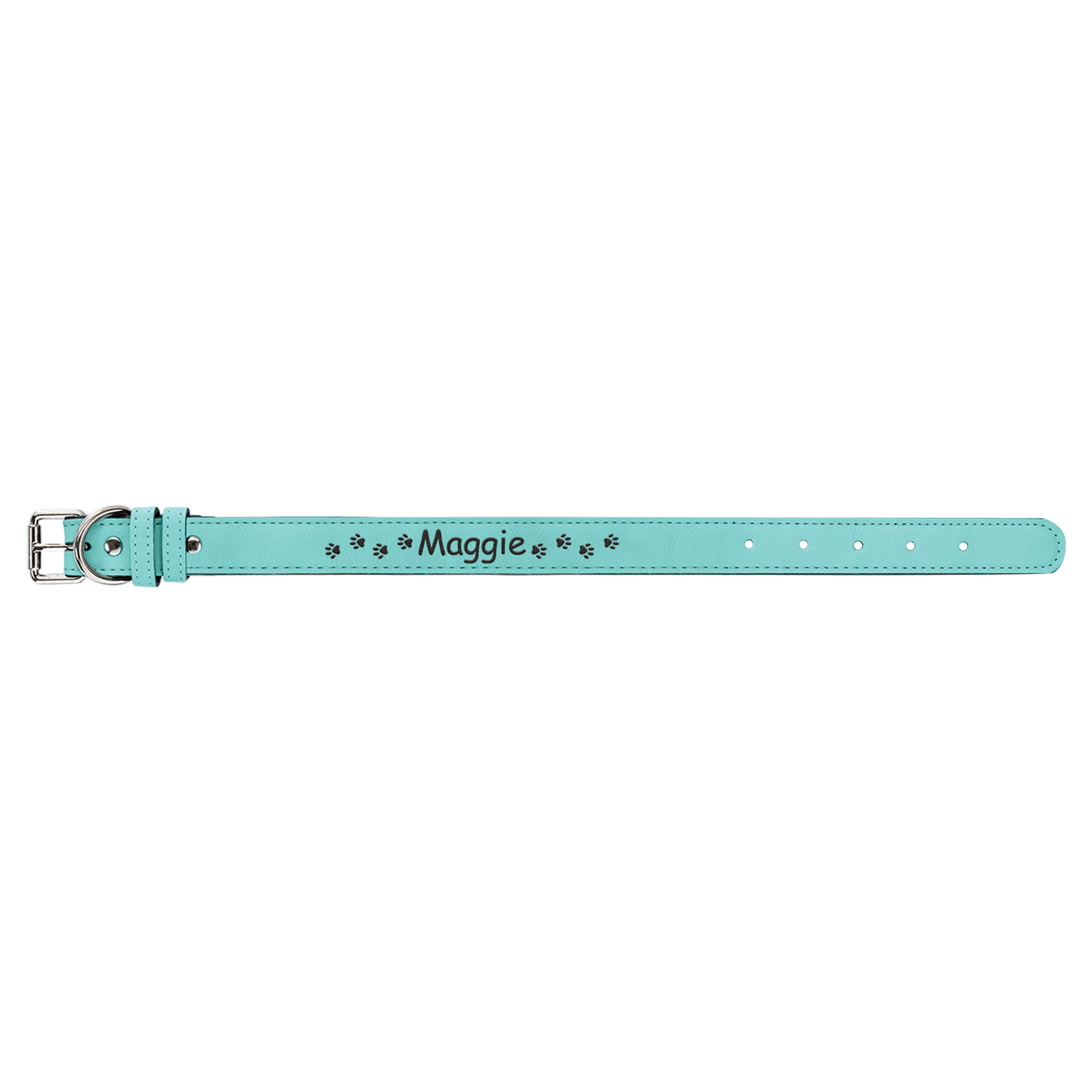 15" x 3/4" Teal Leatherette Dog Collar 2