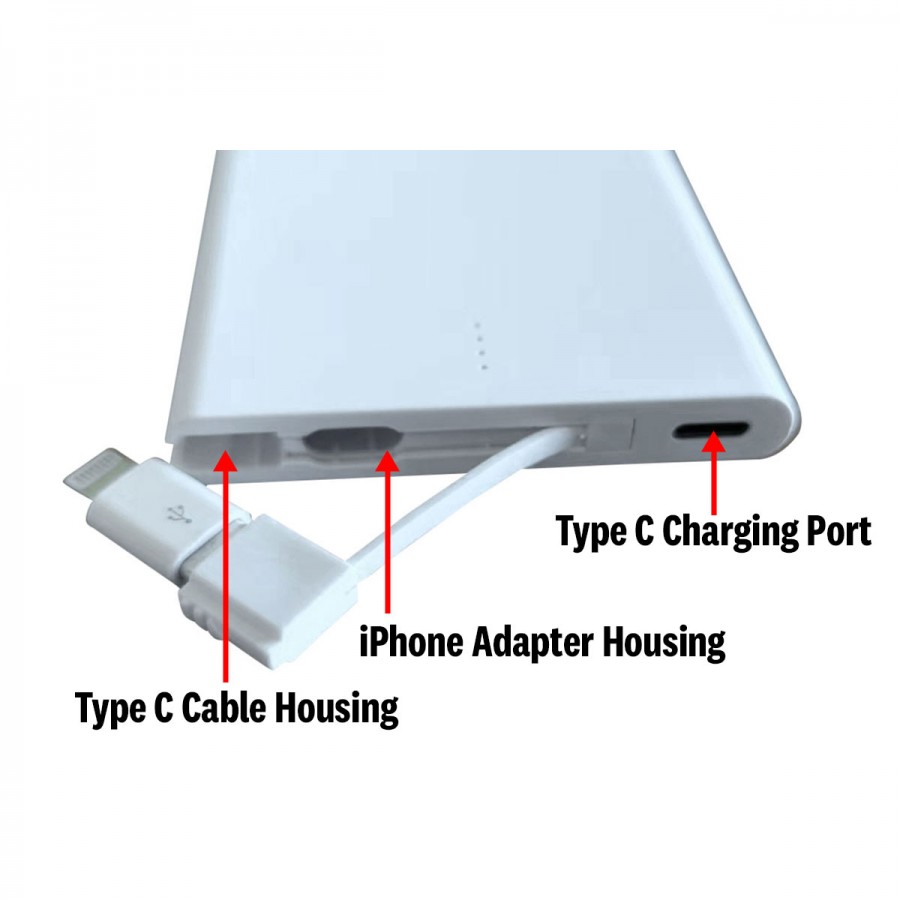 SlenderLite 2500mAh Credit Card Size Charger W/Built In Charging Cable 8
