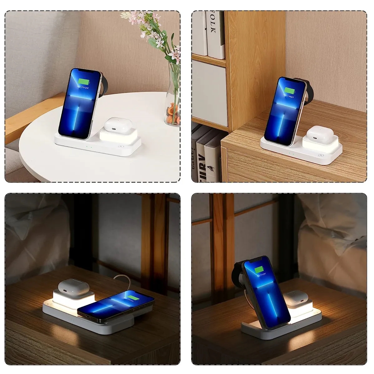 3 in 1 Wireless Fast Charging Station Dock Stand with Night 3