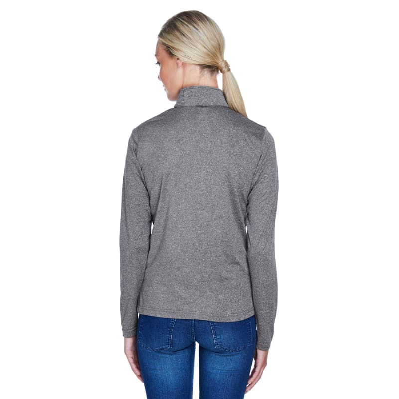 UltraClub Ladies' Cool & Dry Heathered Performance Quarter-Zip 13