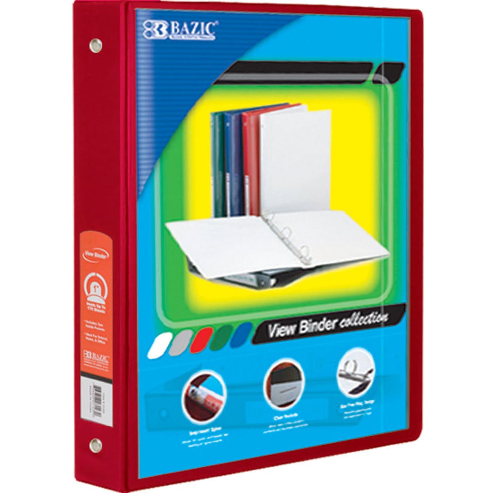 3 Ring View Binders -1.5" Red 2 Pockets 1