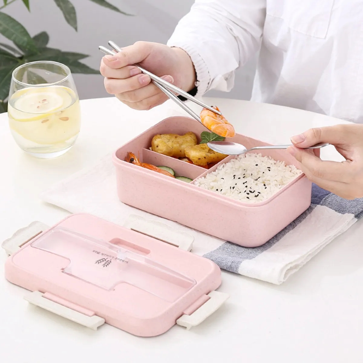 1L Thickened Portable Insulated Lunch Box (With Cutlery Set) 7