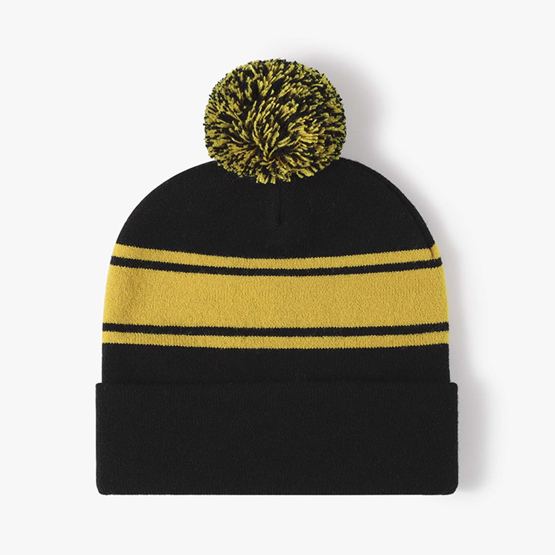 Pom Pom Knit Cuffed Cap 2