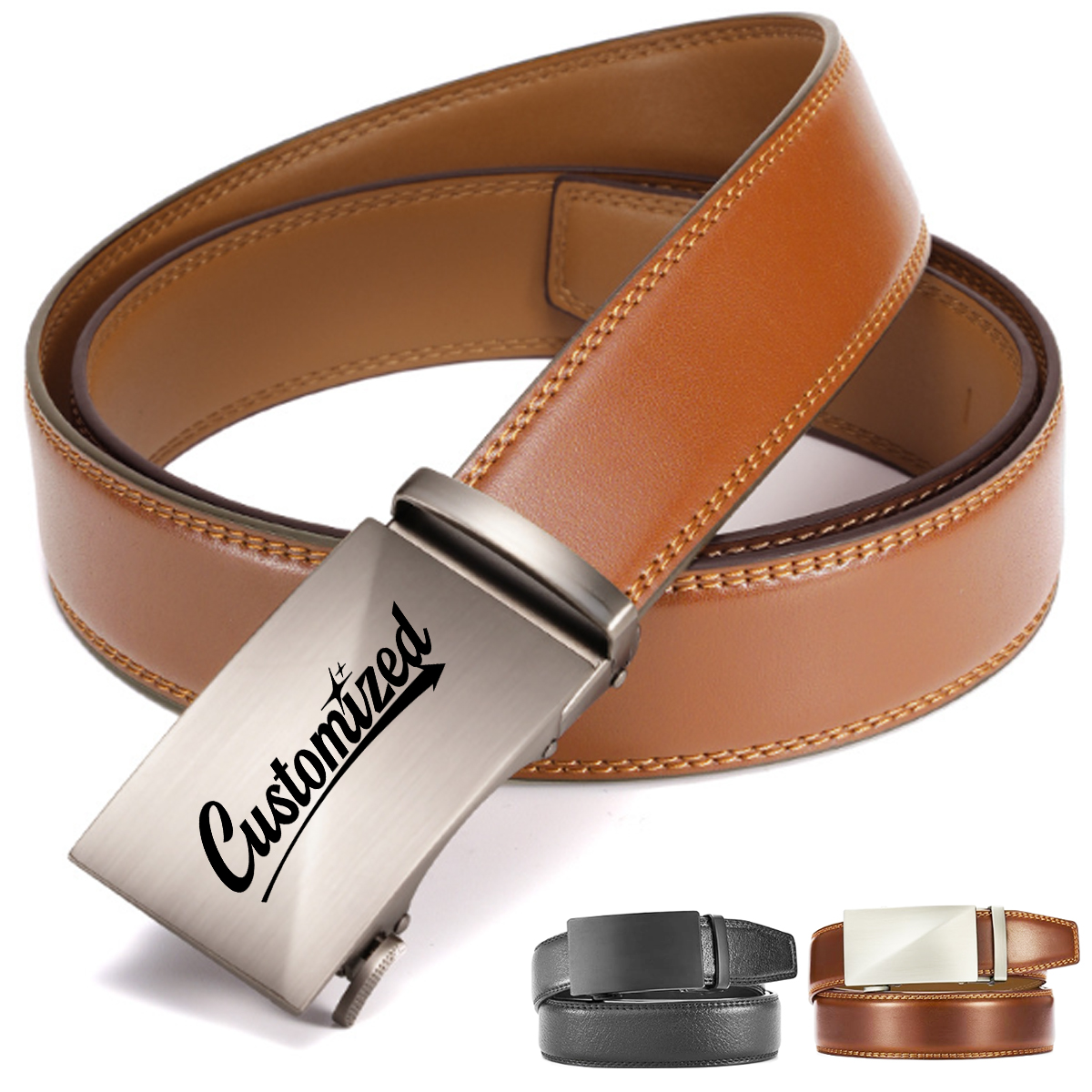 Leather Automatic Buckle Dress Belt 2