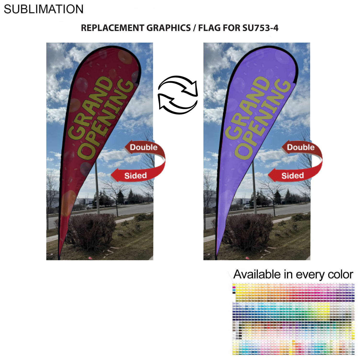 Replacement Flag for 16' X-Large Tear Drop Flag Kit, Full Color Graphics Double Sided 2