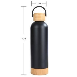 Vacuum Bottle with Bamboo Lid and Base 2