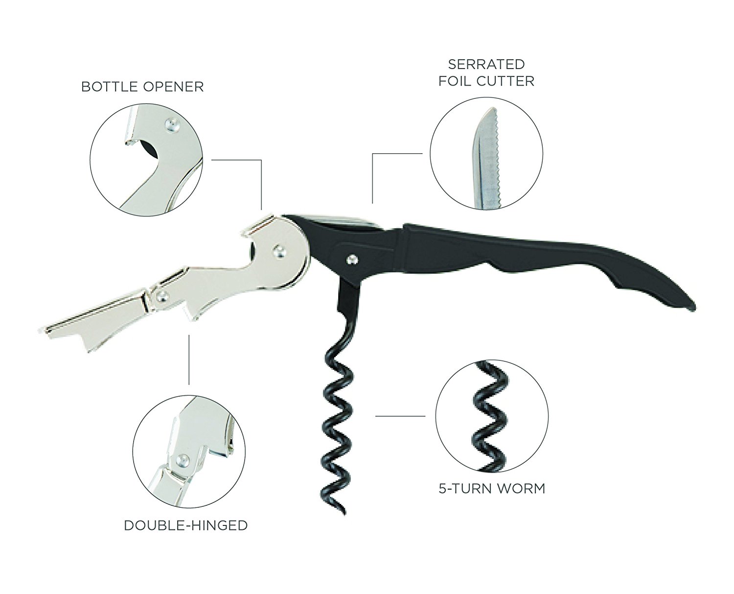 Classic Stainless Steel And ABS Corkscrew Wine Bottle Opener 5