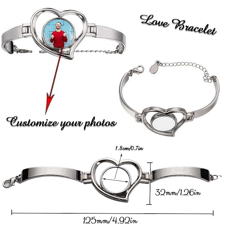 Heart Shape Pendant Metal Bracelet 2