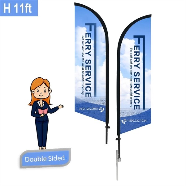 11' Custom Double Sided Feather Flag Kit With Spike Base 4