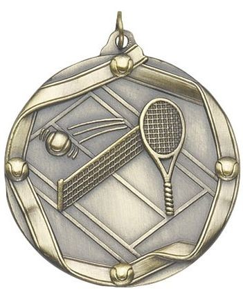 Tennis Die Cast Medal, 2 1/4" 2