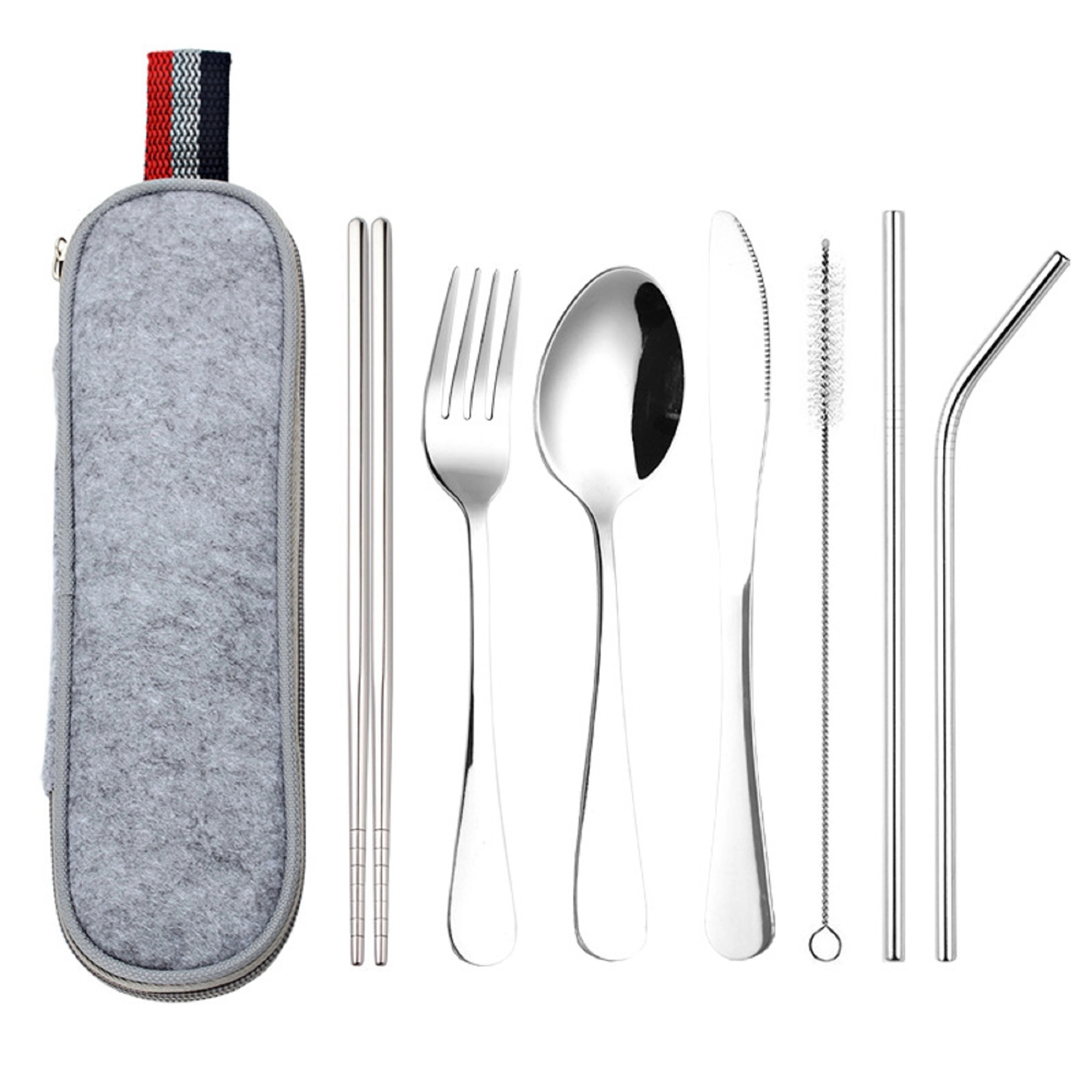 Silver Stainless Steel Cutlery Set In Felt Bag 4
