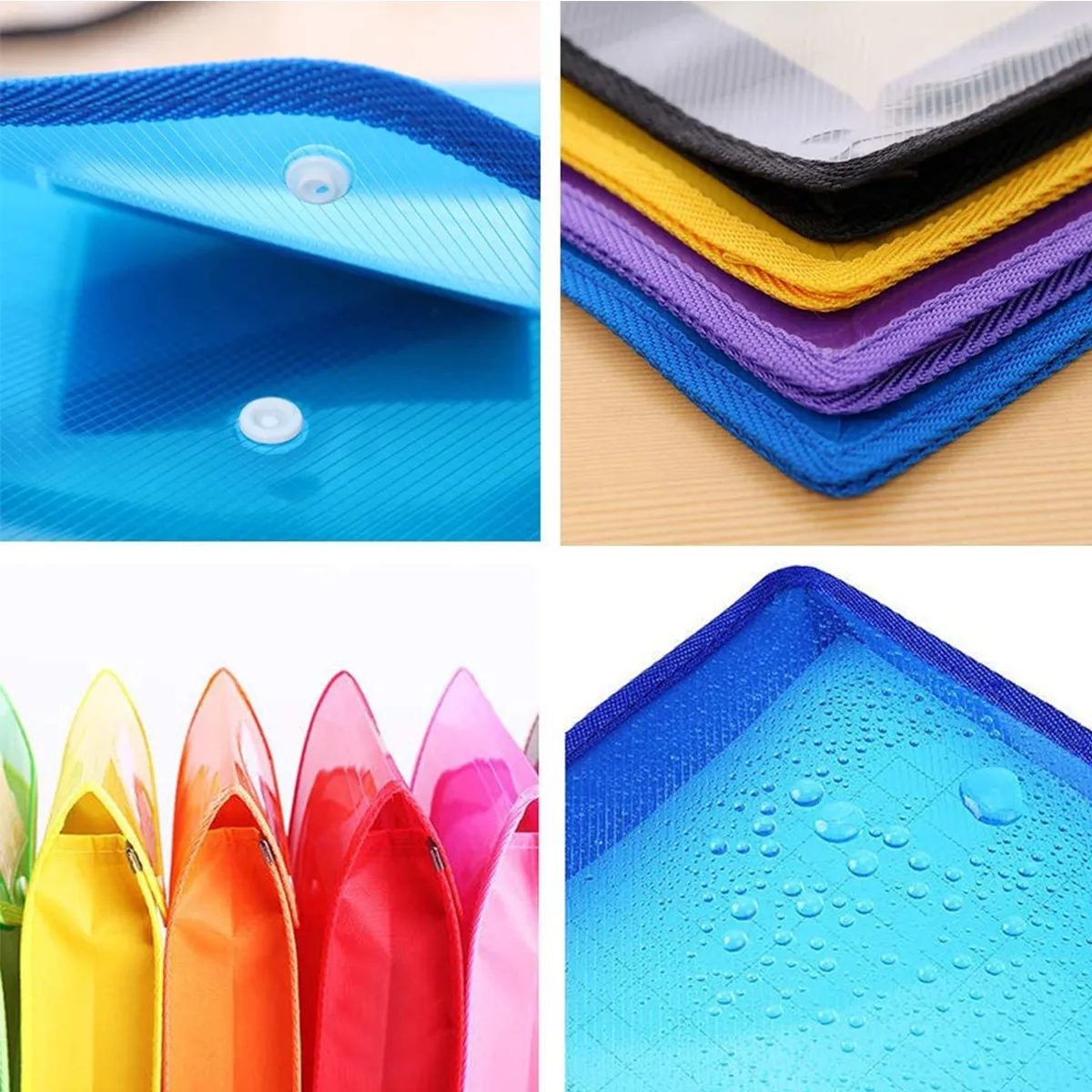 A4 Expandable Envelopes Plastic Document Folder with Button 3
